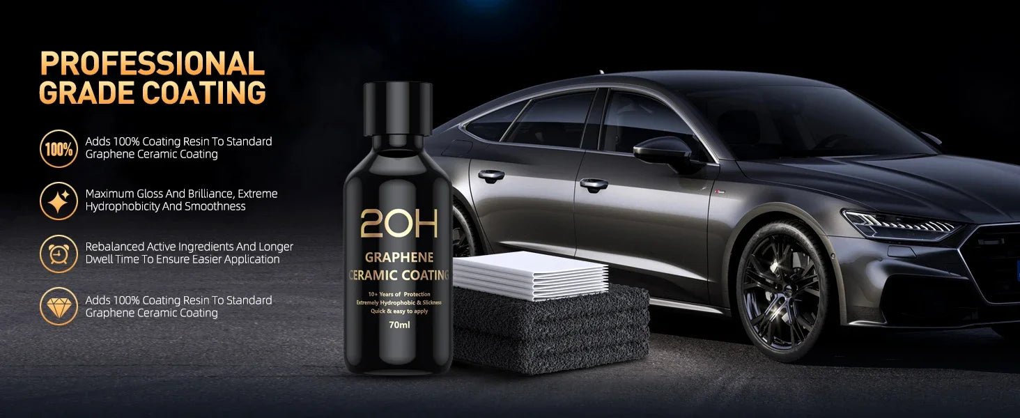 Graphene Ceramic Coating 20H/12H With Self Healing and UV Track Technology Car Detailing Professionals 10+ Years of Protection