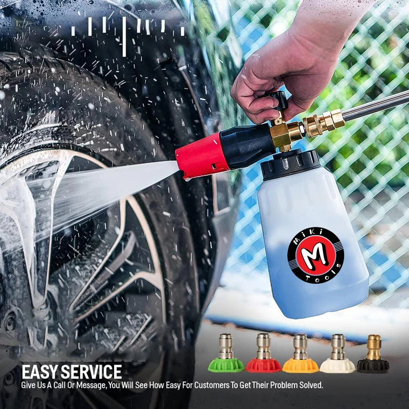 Snow Foam Cannon Heavy Duty Snow Foam Gun Sprayer Car Foam Blaster Wide Neck Adjustable Thick Foamer with 1/4 Quick Connector 1L
