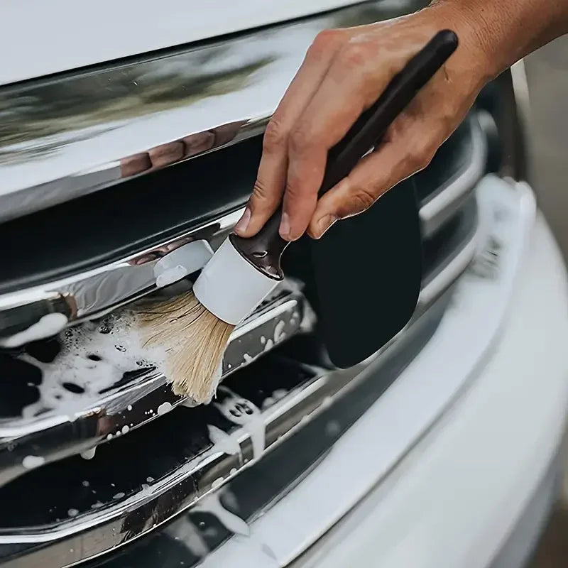 3PCS Car Exterior Interior Detail Brush Boar Hair Bristle Brushes for Car Cleaning Auto Detail Tools Dashboard Cleaning Brush