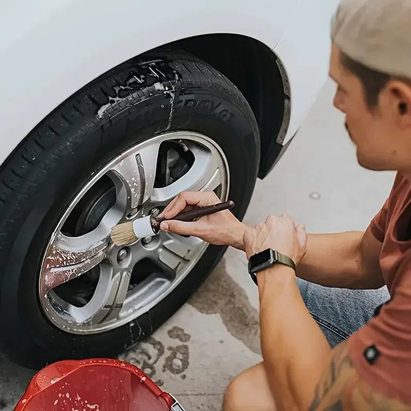 3PCS Car Exterior Interior Detail Brush Boar Hair Bristle Brushes for Car Cleaning Auto Detail Tools Dashboard Cleaning Brush