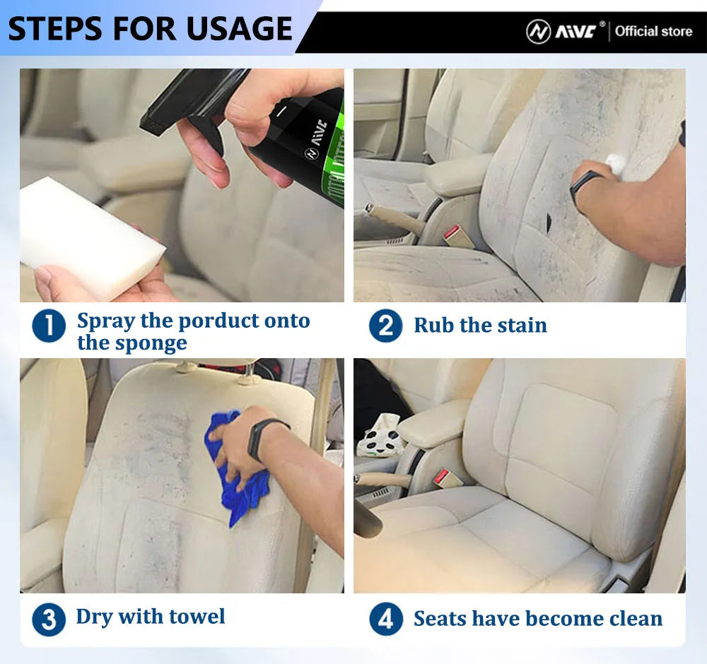 Car Interior Cleaner Agent Ceiling Cleaner Leather Flannel Woven Fabric Water Free Multipurpose Auto Dash Cleaning Tool