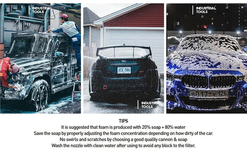 Snow Foam Cannon Heavy Duty Snow Foam Gun Sprayer Car Foam Blaster Wide Neck Adjustable Thick Foamer with 1/4 Quick Connector 1L