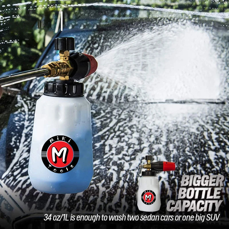 Snow Foam Cannon Heavy Duty Snow Foam Gun Sprayer Car Foam Blaster Wide Neck Adjustable Thick Foamer with 1/4 Quick Connector 1L