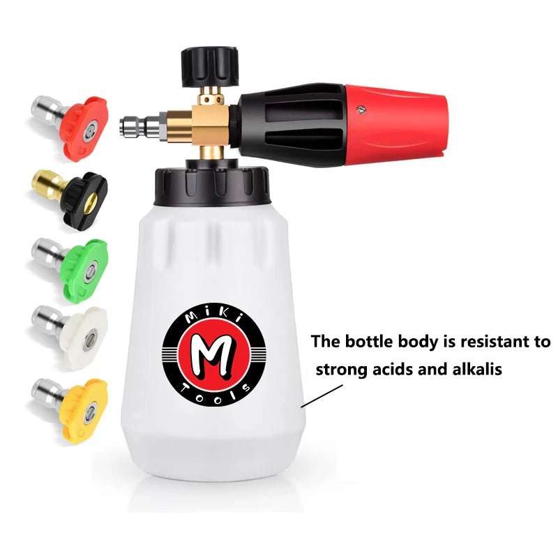 Snow Foam Cannon Heavy Duty Snow Foam Gun Sprayer Car Foam Blaster Wide Neck Adjustable Thick Foamer with 1/4 Quick Connector 1L